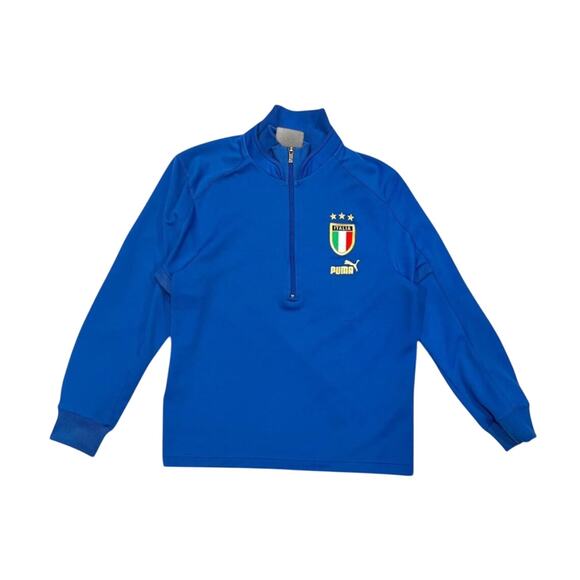 ★ Puma x Italy Flag (2004-2006) Blue 1/4 Zip Soccer Training Jacket ★ - Picture 1 of 8
